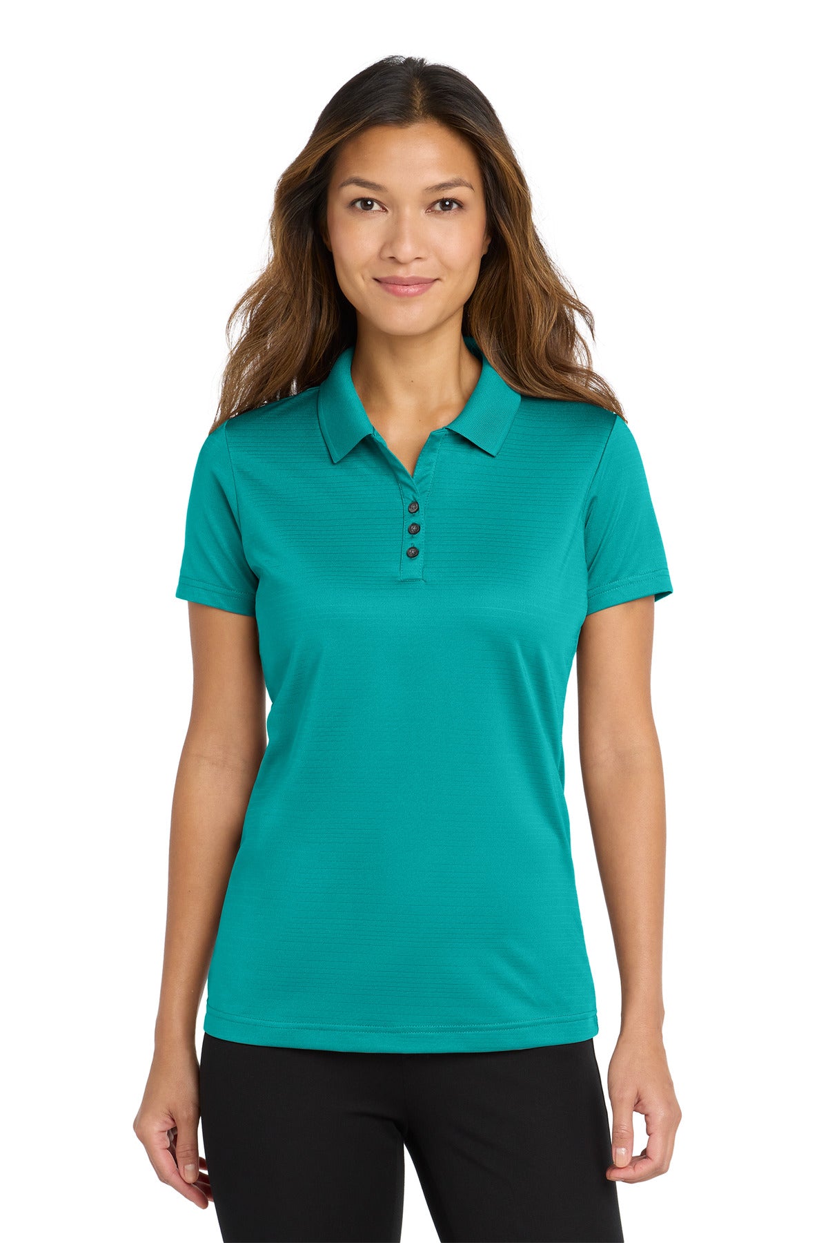 Front View of Tropic Blue Port Authority Women's Eclipse Stretch Polo. LK587