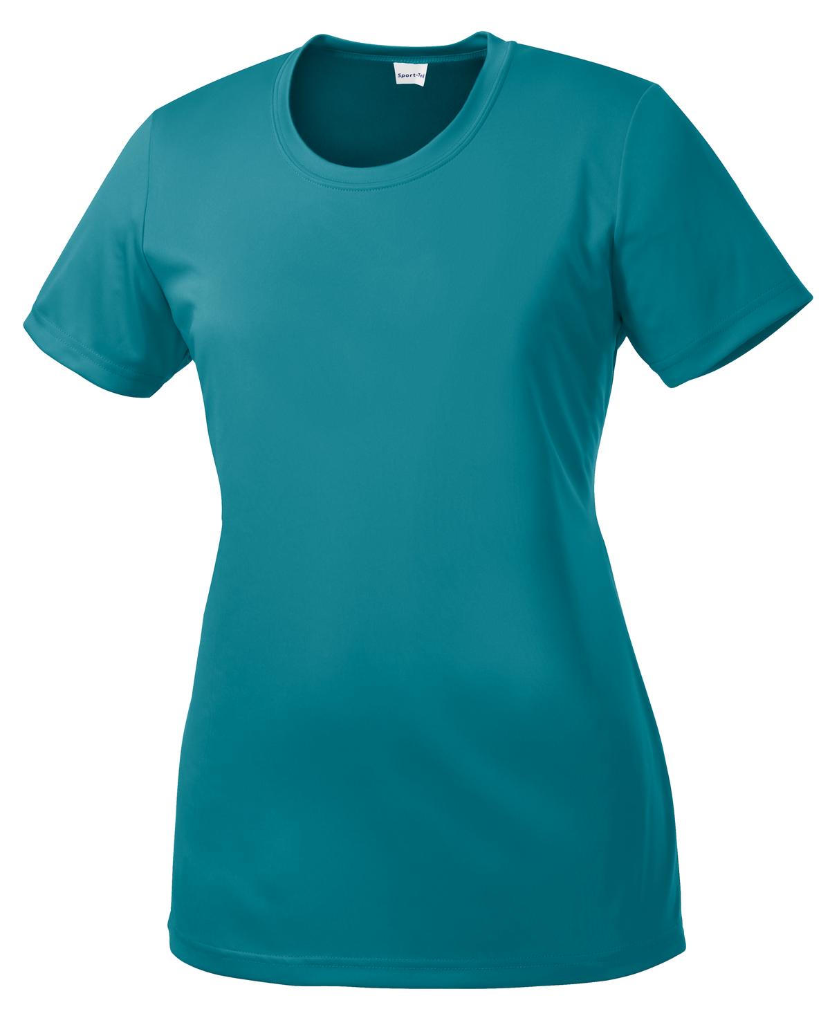 Front View of Tropic Blue Sport-Tek Women's PosiCharge Competitor Tee. LST350