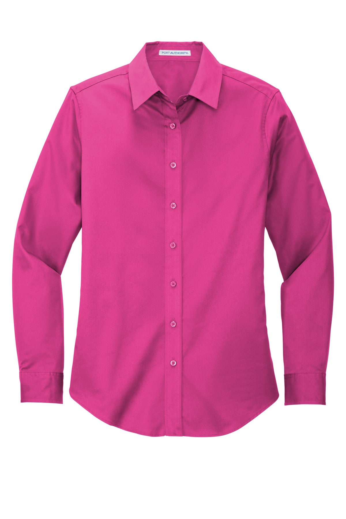 Front View of Tropical Pink Port Authority Women's Long Sleeve Easy Care Shirt. L608