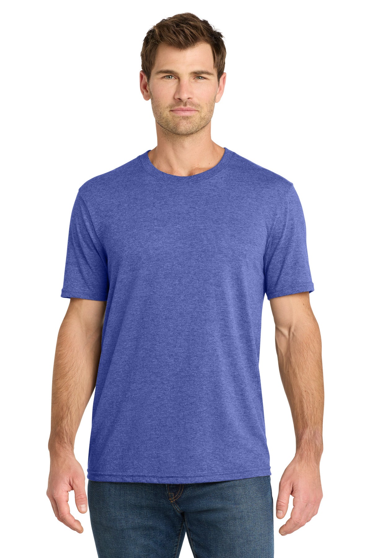 Front View of TRoyHthr Volunteer Knitwear Tri Tee VL40