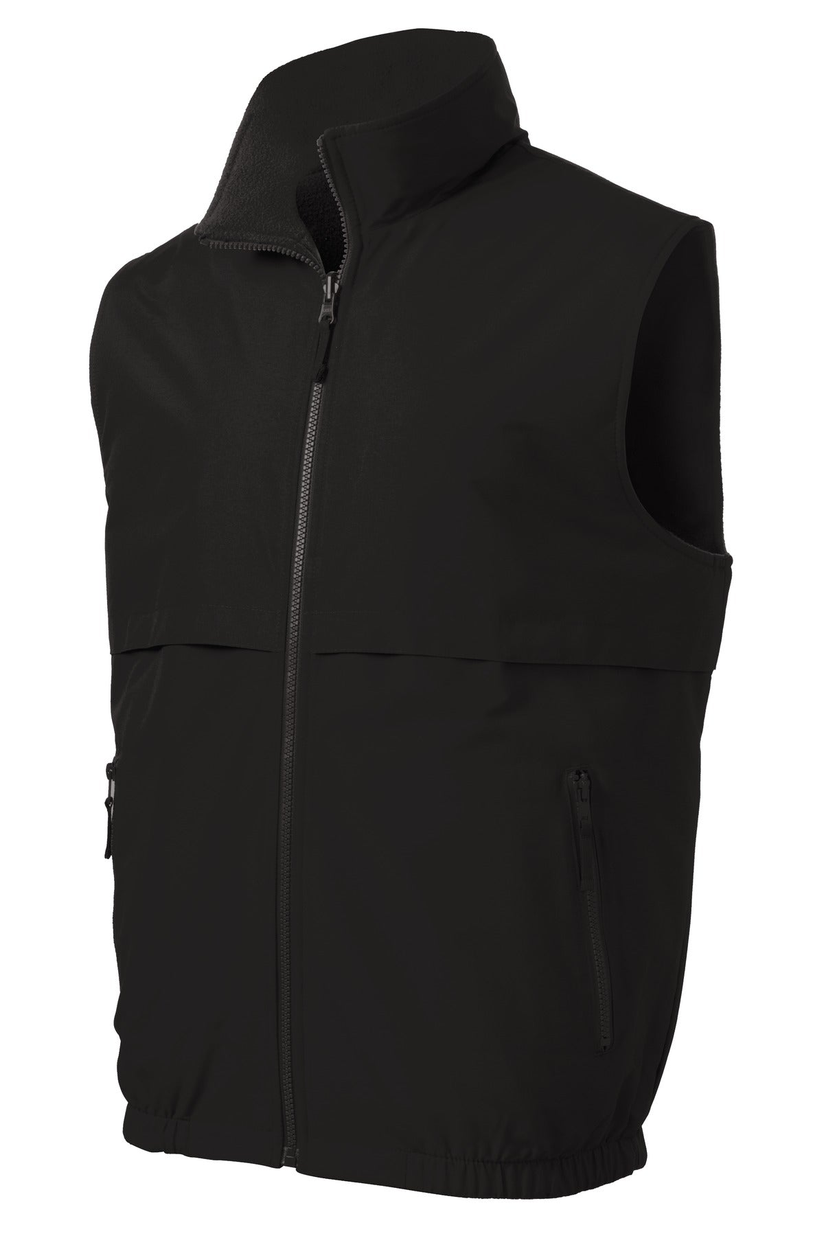 Front View of True Black Port Authority Reversible Charger Vest. J7490