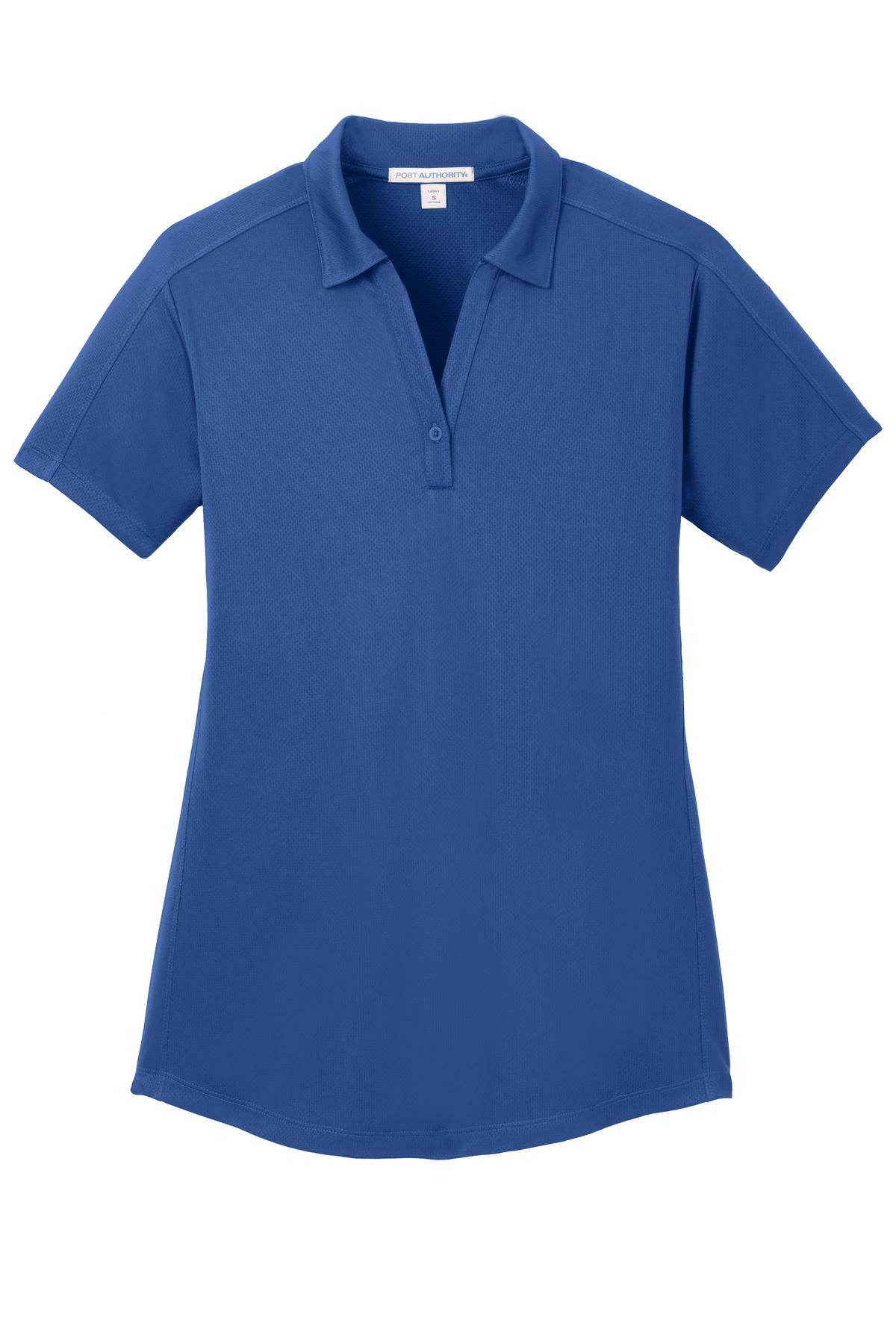 Front View of True Blue Port Authority Women's Diamond Jacquard Polo. L569