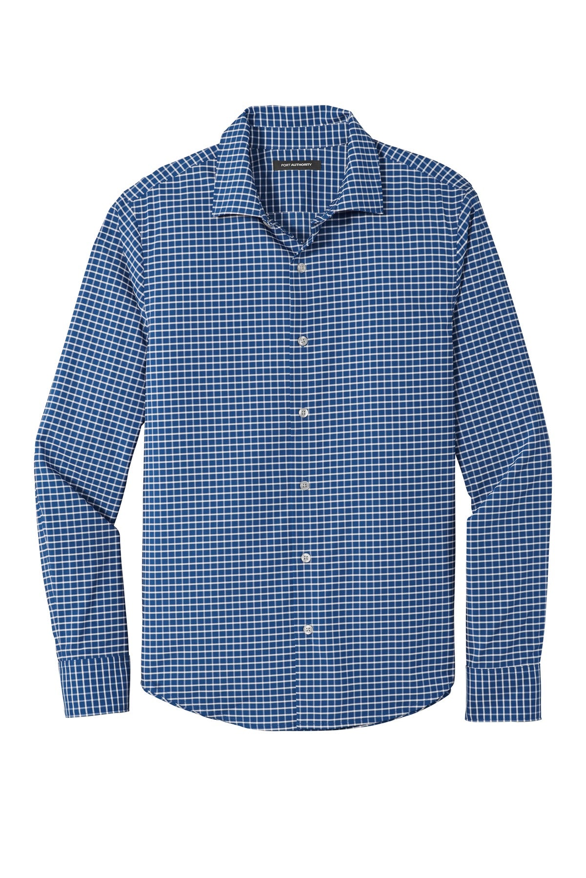 Front View of True Blue/Wht Port Authority City Stretch Shirt W680
