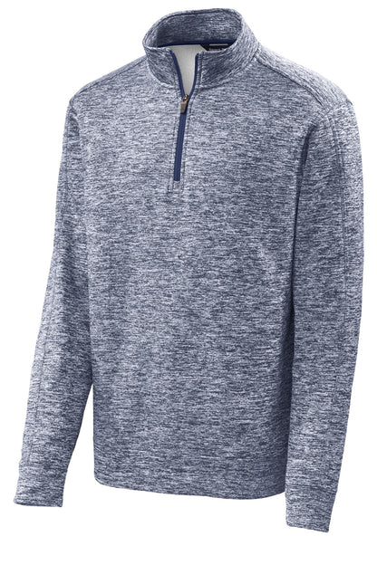 Front View of True Navy Elec Sport-Tek PosiCharge Electric Heather Fleece 1/4-Zip Pullover. ST226