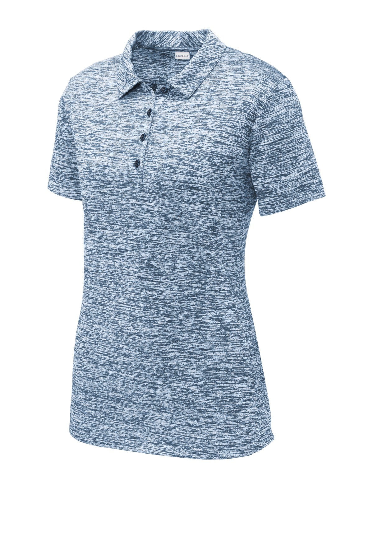 Front View of True Navy Elec Sport-Tek Women's PosiCharge Electric Heather Polo. LST590