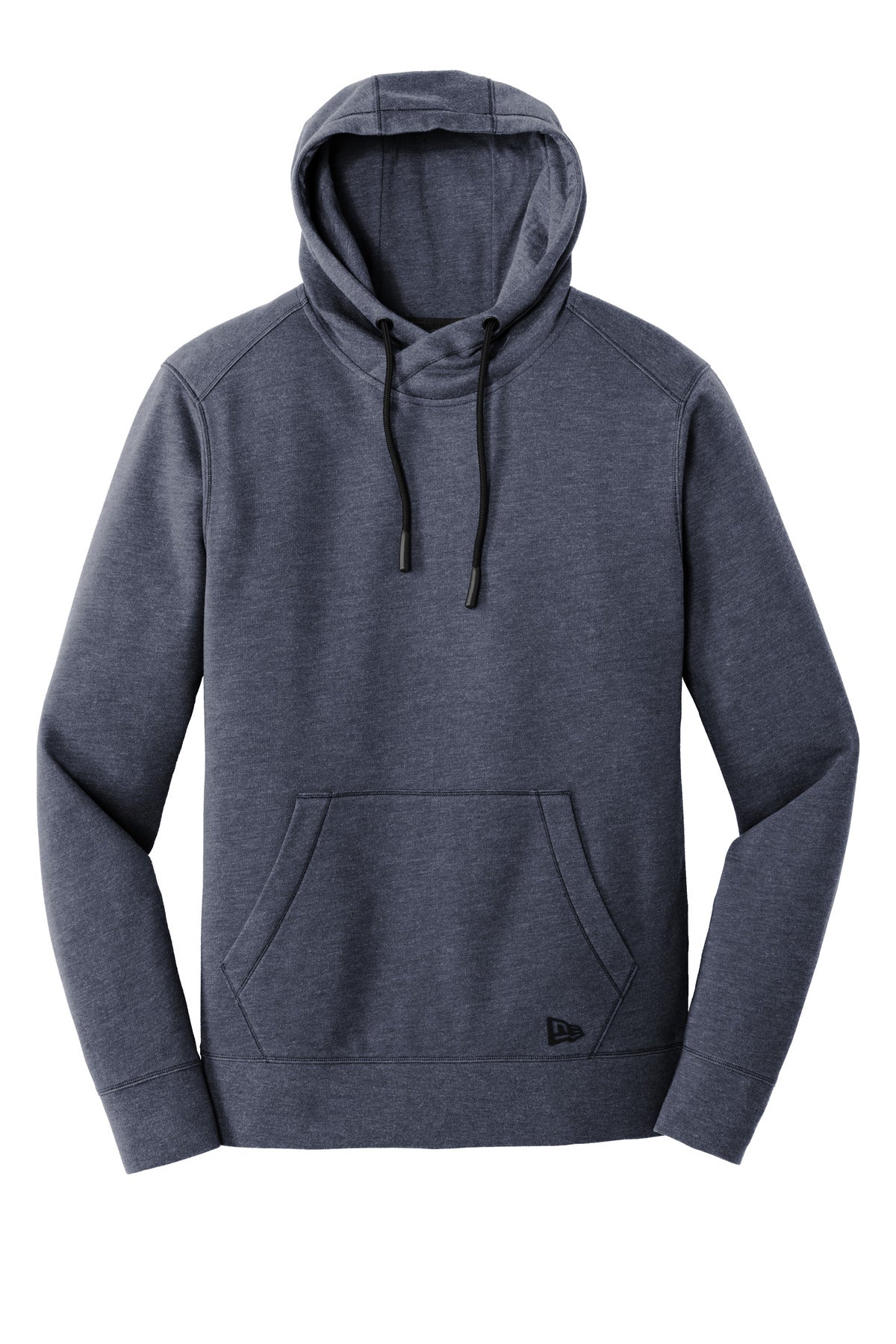 Front View of True Navy Hthr New Era Tri-Blend Fleece Pullover Hoodie. NEA510