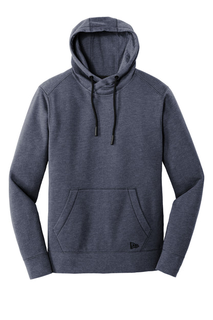Front View of True Navy Hthr New Era Tri-Blend Fleece Pullover Hoodie. NEA510