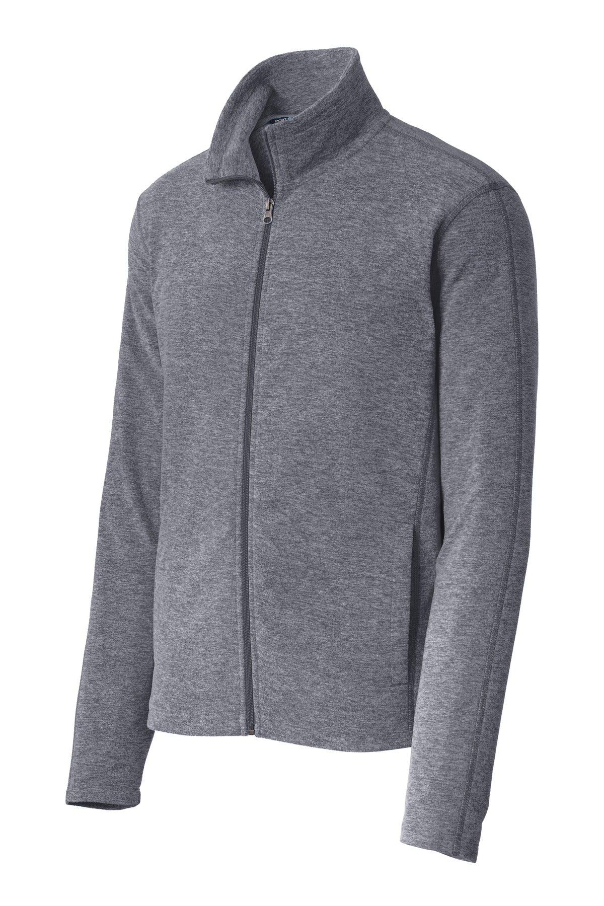Front View of True Navy Hthr Port Authority Heather Microfleece Full-Zip Jacket. F235
