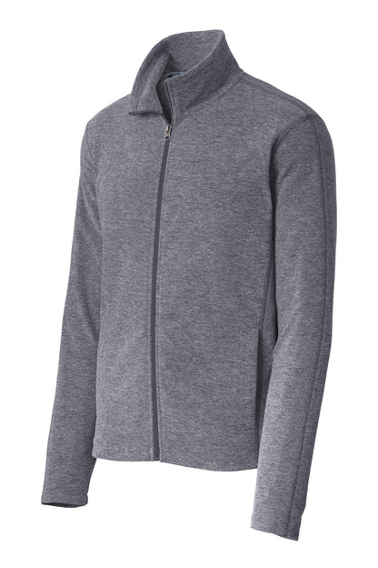 Front View of True Navy Hthr Port Authority Heather Microfleece Full-Zip Jacket. F235