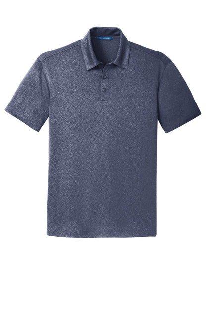 Front View of True Navy Hthr Port Authority Trace Heather Polo. K576