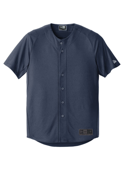 Front View of True Navy New Era Diamond Era Full-Button Jersey. NEA220
