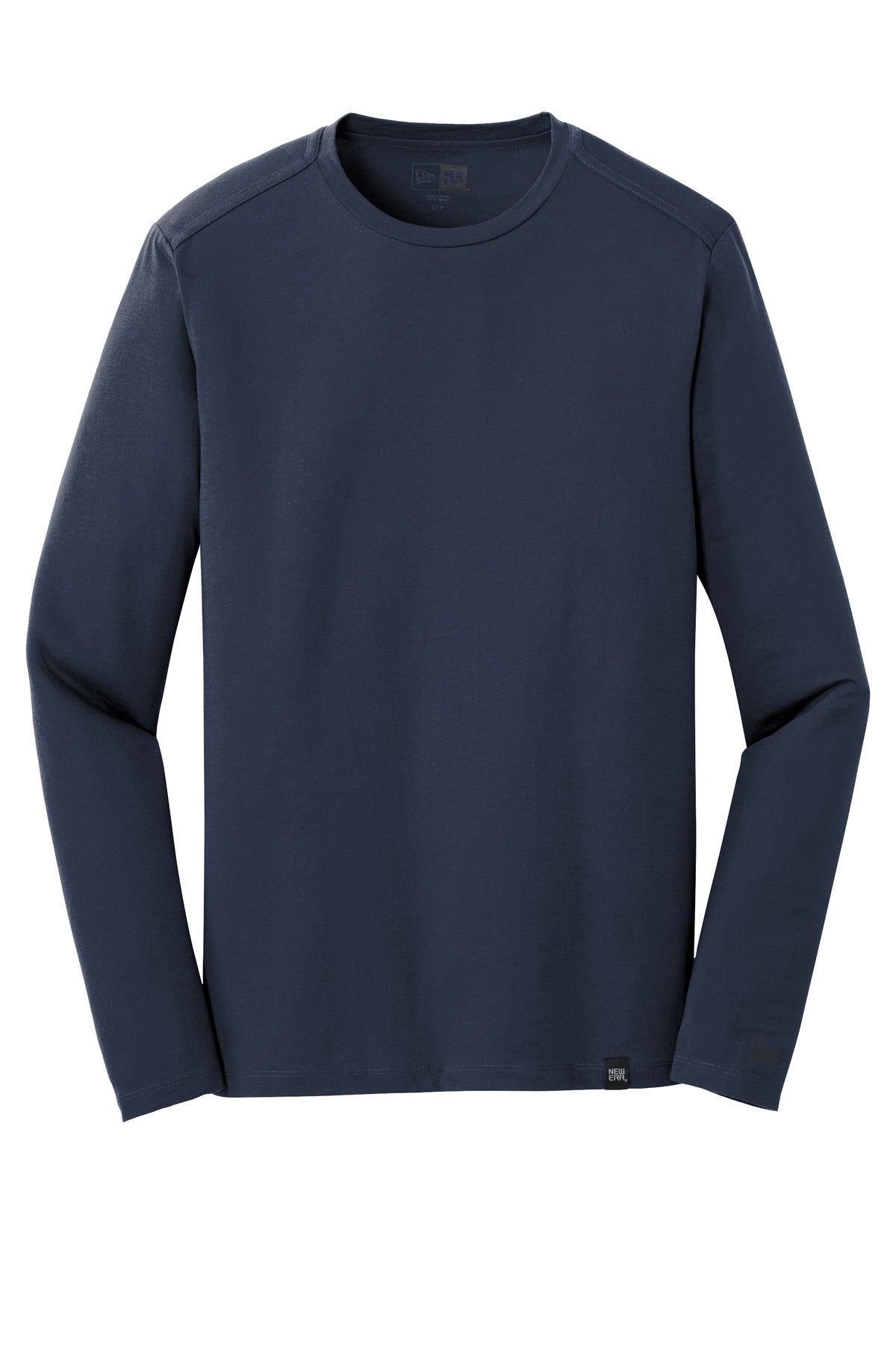 Front View of True Navy New Era Heritage Blend Long Sleeve Crew Tee. NEA102