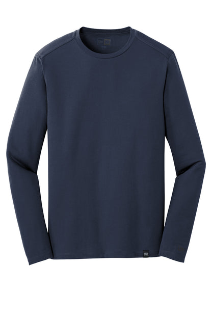 Front View of True Navy New Era Heritage Blend Long Sleeve Crew Tee. NEA102