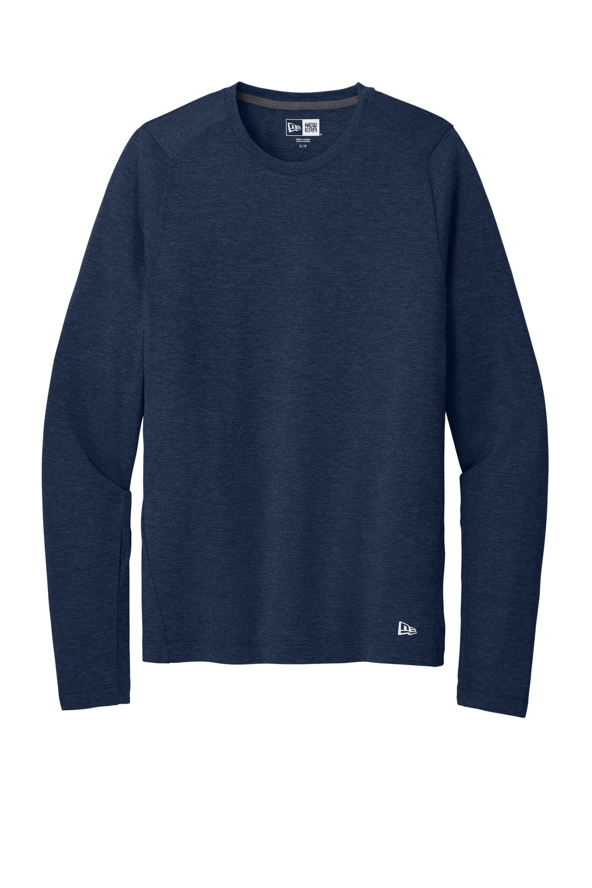 Front View of True Navy New Era Series Performance Long Sleeve Crew Tee. NEA201