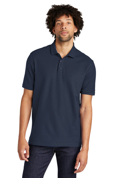 Front View of True Navy New Era Venue Home Plate Polo. NEA300