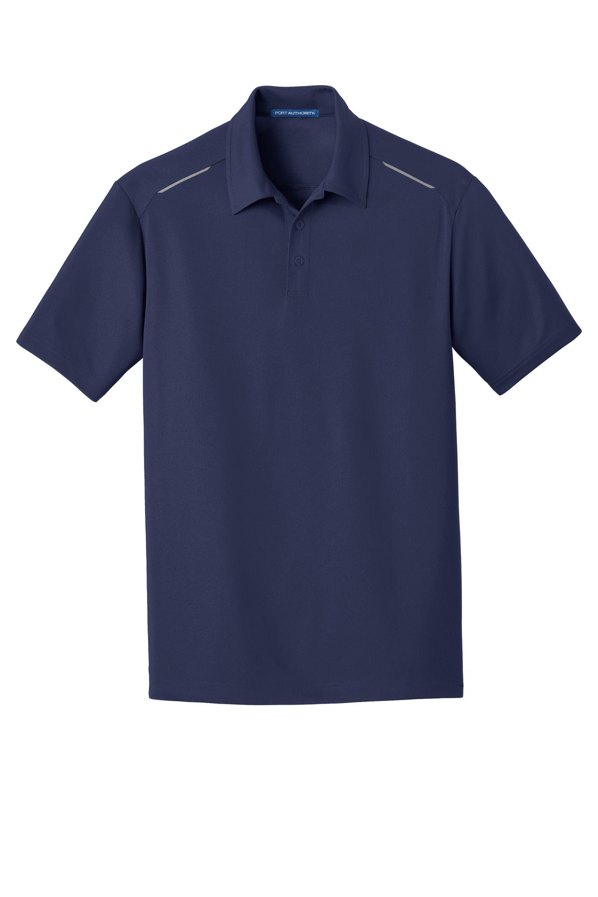 Front View of True Navy Port Authority Pinpoint Mesh Polo. K580