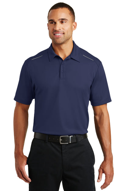 Front View of True Navy Port Authority Pinpoint Mesh Polo. K580