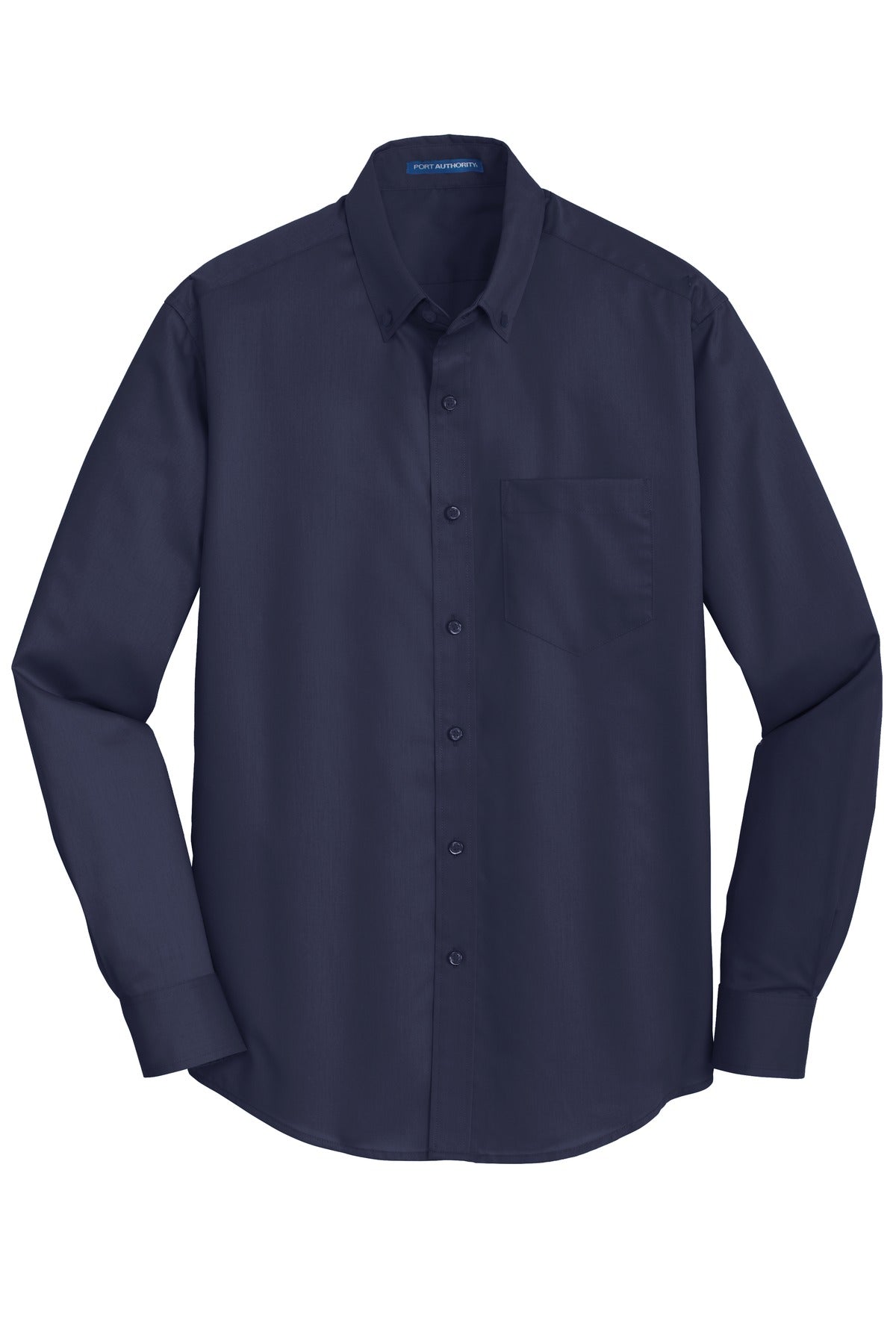 Front View of True Navy Port Authority SuperPro Twill Shirt. S663
