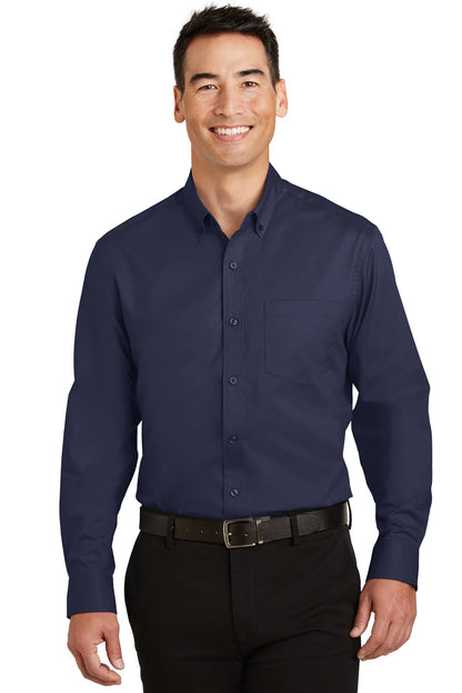 Front View of True Navy Port Authority SuperPro Twill Shirt. S663