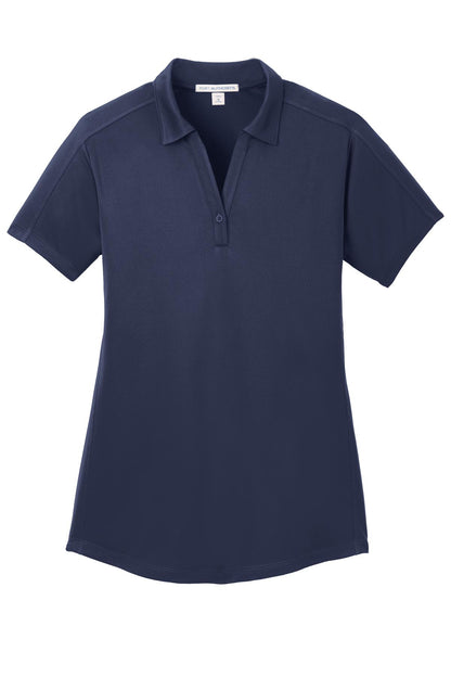 Front View of True Navy Port Authority Women's Diamond Jacquard Polo. L569