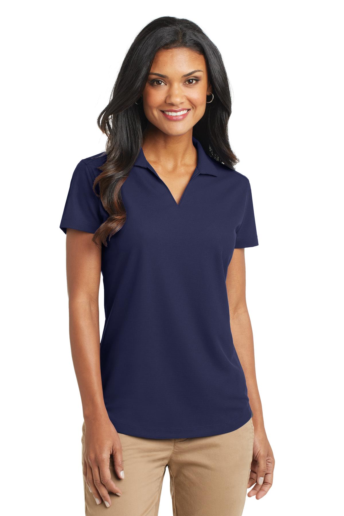 Front View of True Navy Port Authority Women's Dry Zone Grid Polo. L572