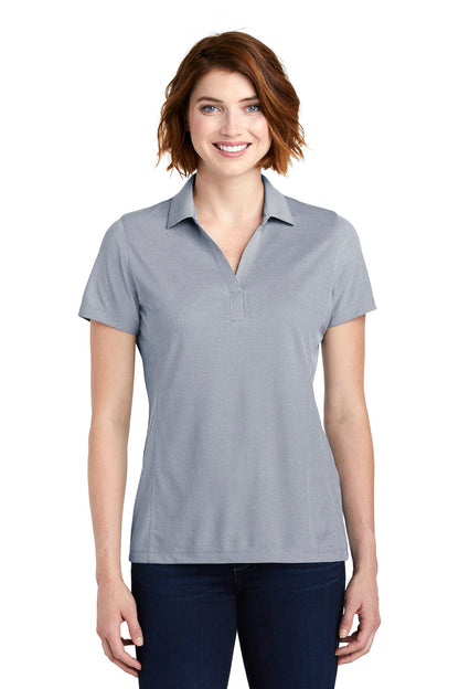 Front View of True Navy Port Authority Women's Poly Oxford Pique Polo. LK582