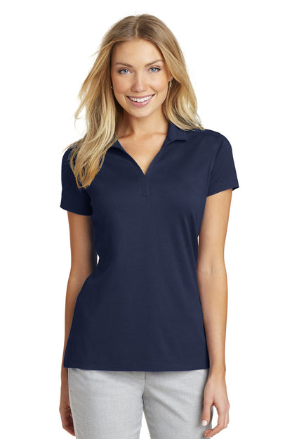 Front View of True Navy Port Authority Women's Rapid Dry Mesh Polo. L573