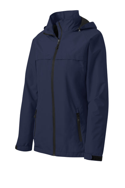 Front View of True Navy Port Authority Women's Torrent Waterproof Jacket. L333