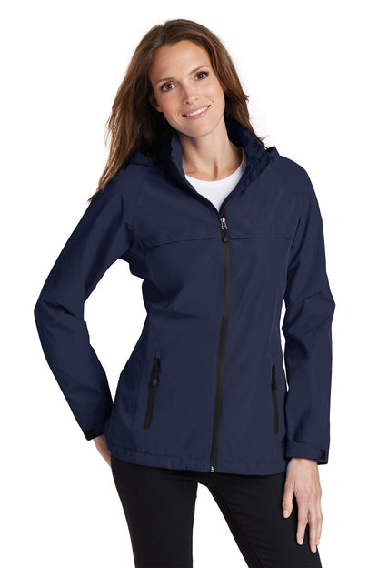 Front View of True Navy Port Authority Women's Torrent Waterproof Jacket. L333