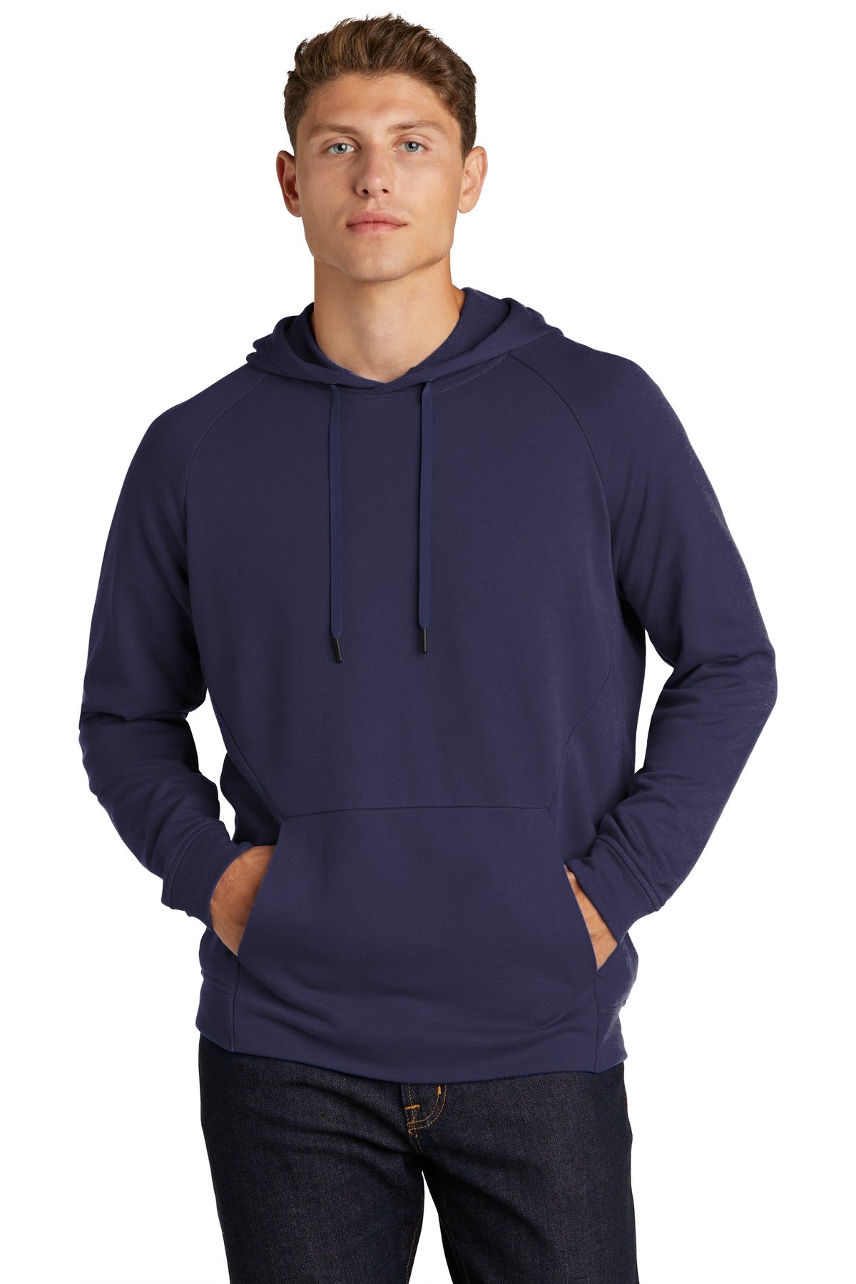 Front View of True Navy Sport-Tek Lightweight French Terry Pullover Hoodie. ST272