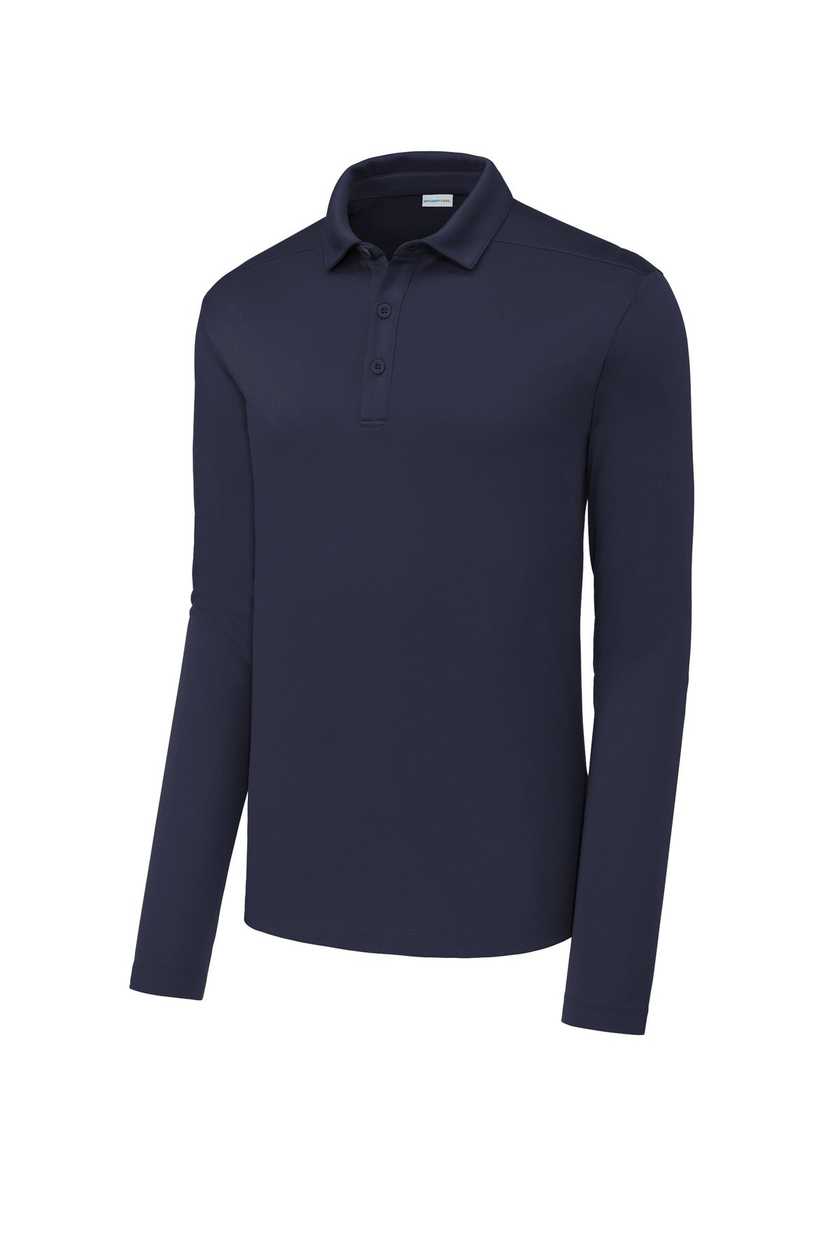 Front View of True Navy Sport-Tek Posi-UV Pro Long Sleeve Polo. ST520LS
