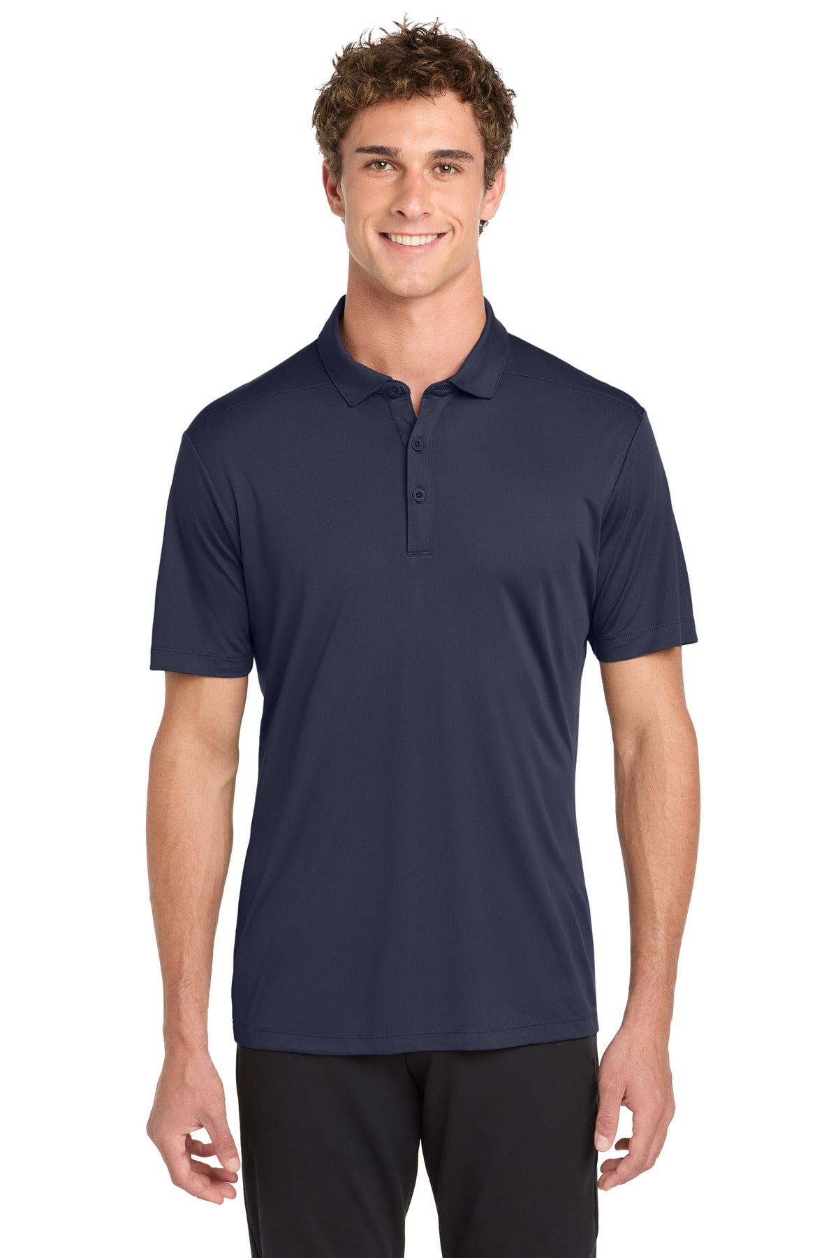 Front View of True Navy Sport-Tek Posi-UV Pro Polo. ST520