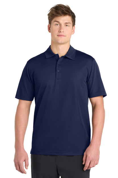 Front View of True Navy Sport-Tek PosiCharge Active Textured Polo. ST690