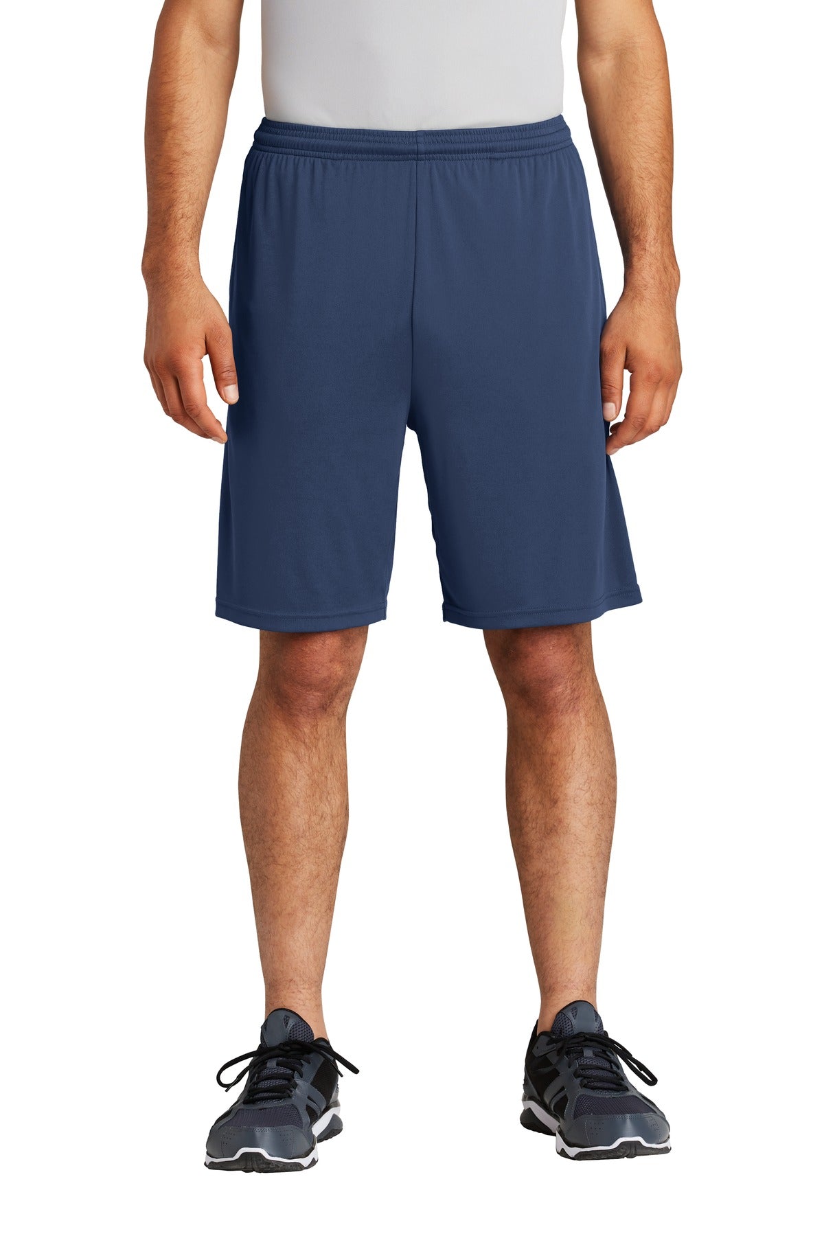 Front View of True Navy Sport-Tek PosiCharge Competitor Pocketed Short. ST355P