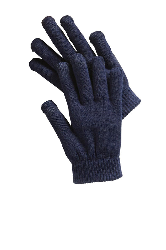 Front View of True Navy Sport-Tek Spectator Gloves. STA01