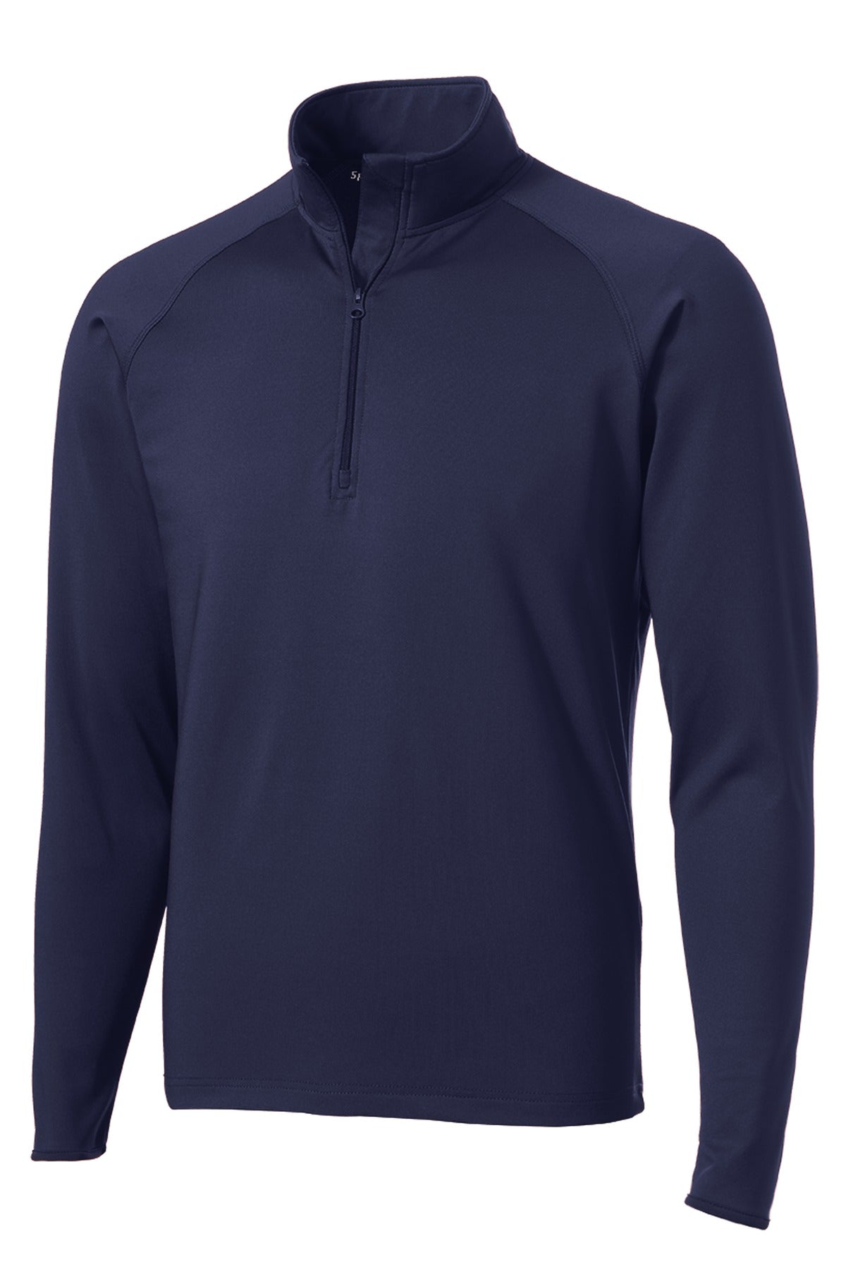 Front View of True Navy Sport-Tek Sport-Wick Stretch 1/4-Zip Pullover. ST850