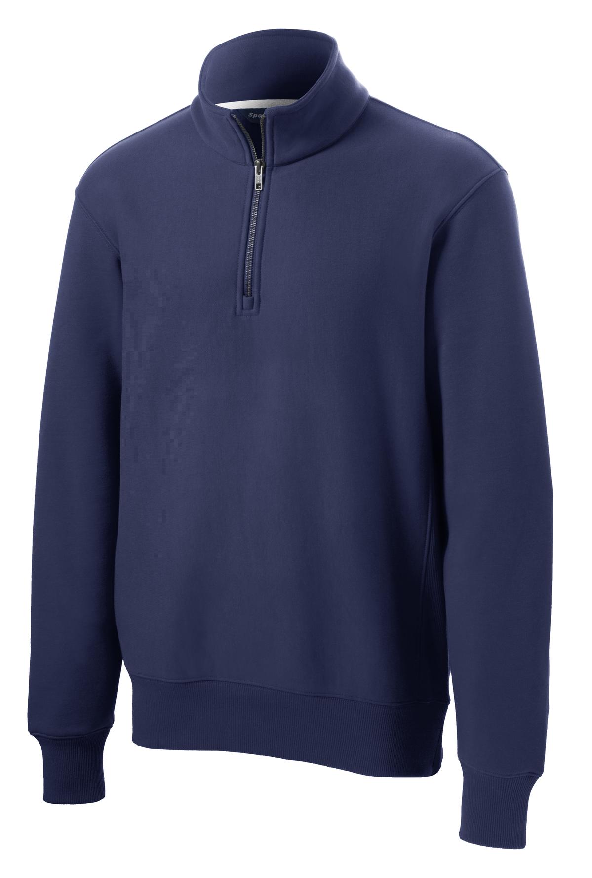 Front View of True Navy Sport-Tek Super Heavyweight 1/4-Zip Pullover Sweatshirt. ST283