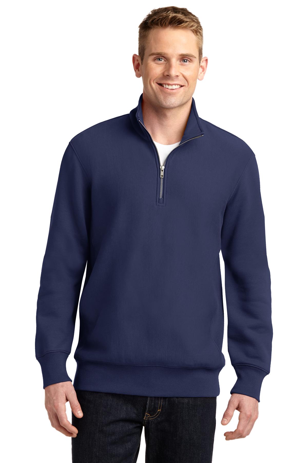 Front View of True Navy Sport-Tek Super Heavyweight 1/4-Zip Pullover Sweatshirt. ST283