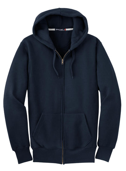 Front View of True Navy Sport-Tek Super Heavyweight Full-Zip Hooded Sweatshirt. F282