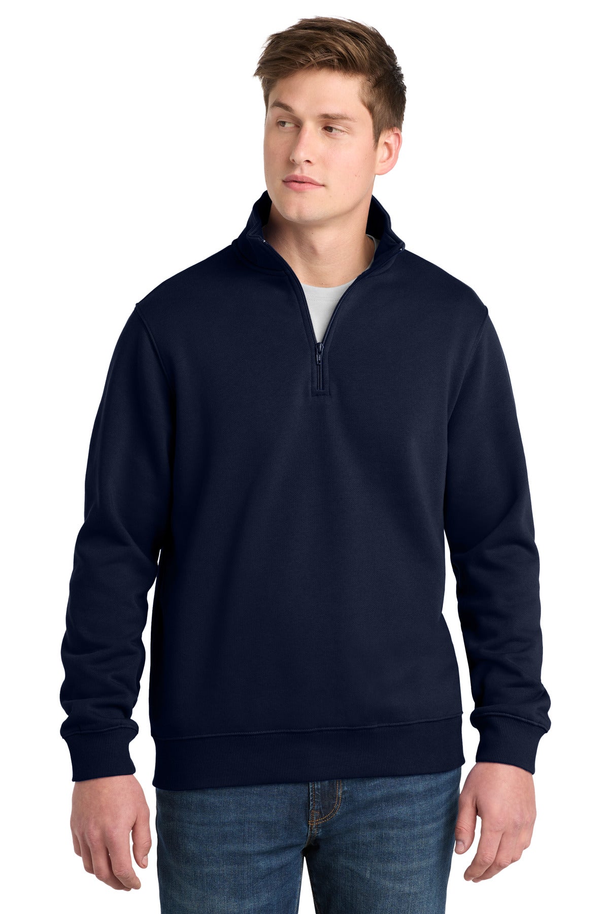 Front View of True Navy Sport-Tek Tall 1/4-Zip Sweatshirt. TST253