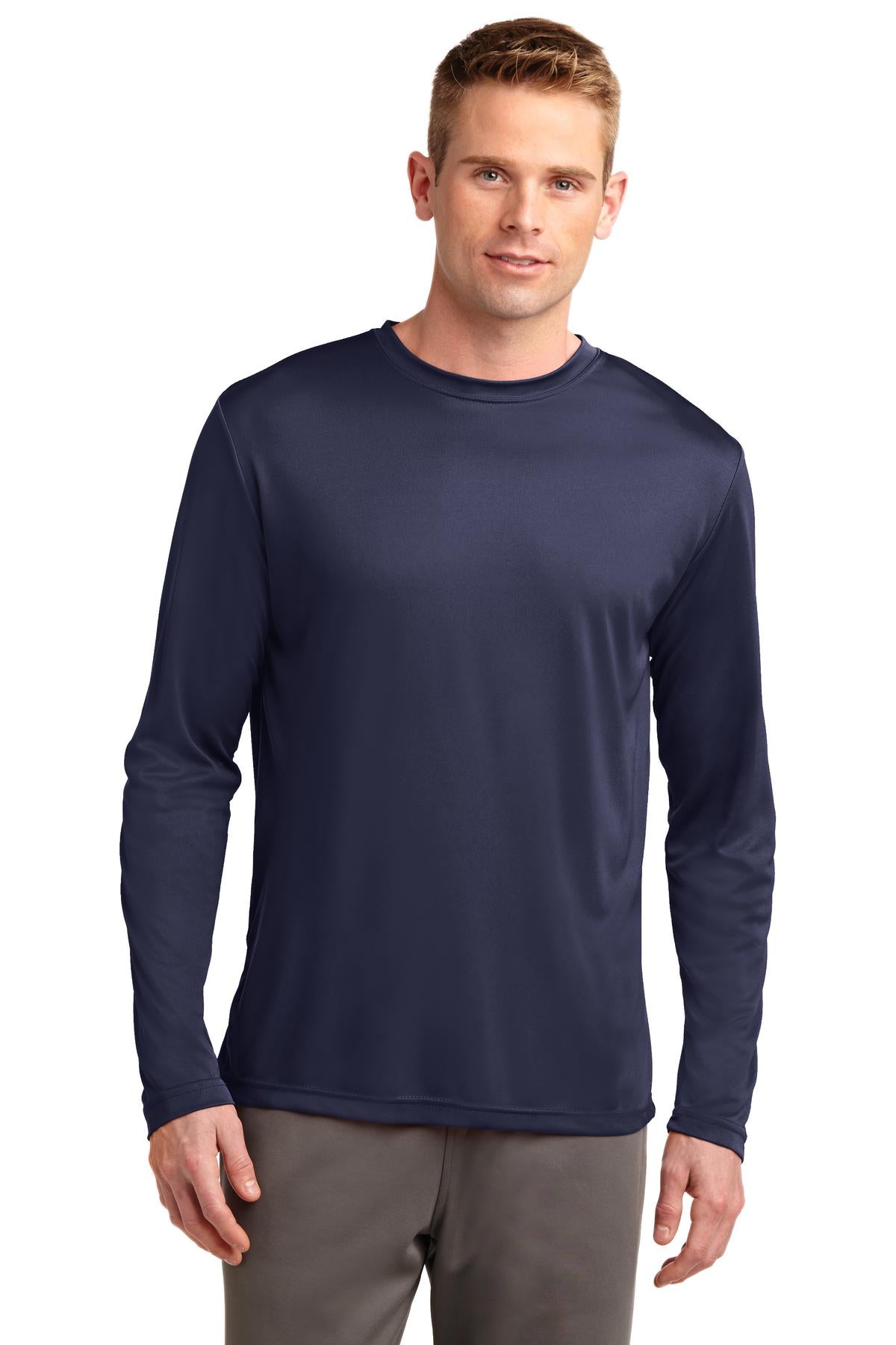 Front View of True Navy Sport-Tek Tall Long Sleeve PosiCharge Competitor Tee. TST350LS