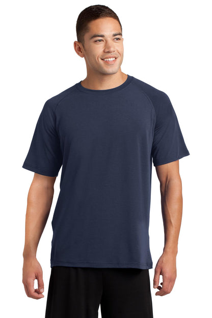 Front View of True Navy Sport-Tek Ultimate Performance Crew. ST700
