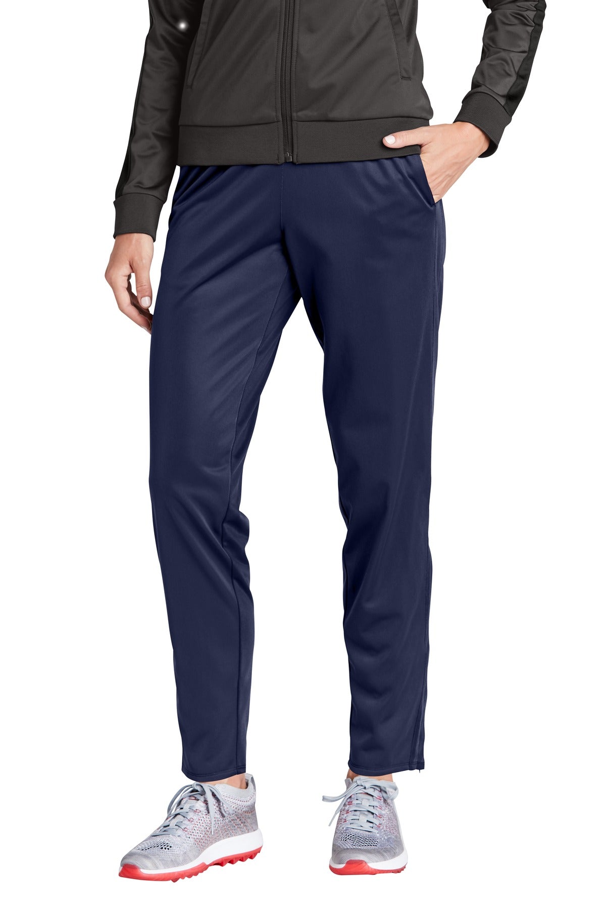 Front View of True Navy Sport-Tek Women's Tricot Track Jogger. LPST95