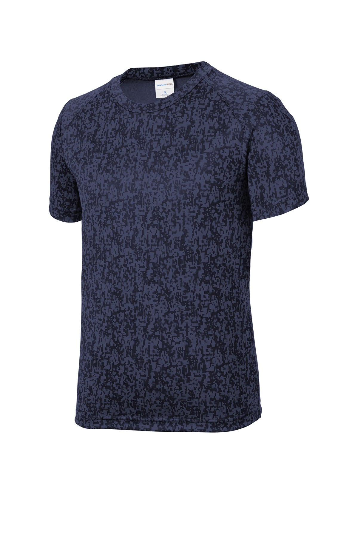 Front View of True Navy Sport-Tek Youth Digi Camo Tee. YST460