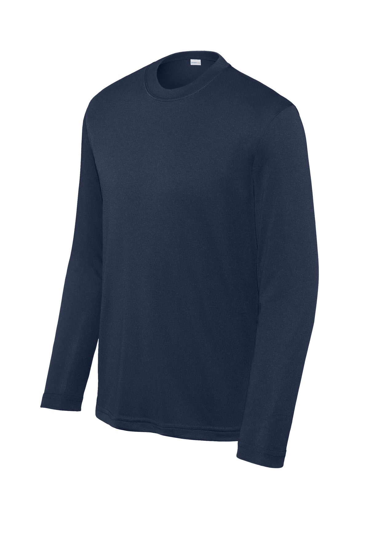 Front View of True Navy Sport-Tek Youth Long Sleeve PosiCharge Competitor Tee. YST350LS