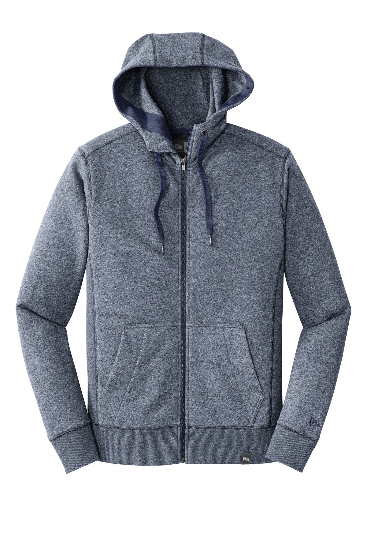 Front View of True Navy Twst New Era French Terry Full-Zip Hoodie. NEA502