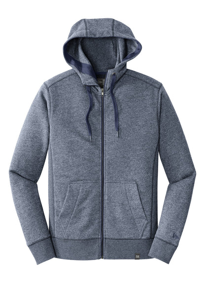 Front View of True Navy Twst New Era French Terry Full-Zip Hoodie. NEA502