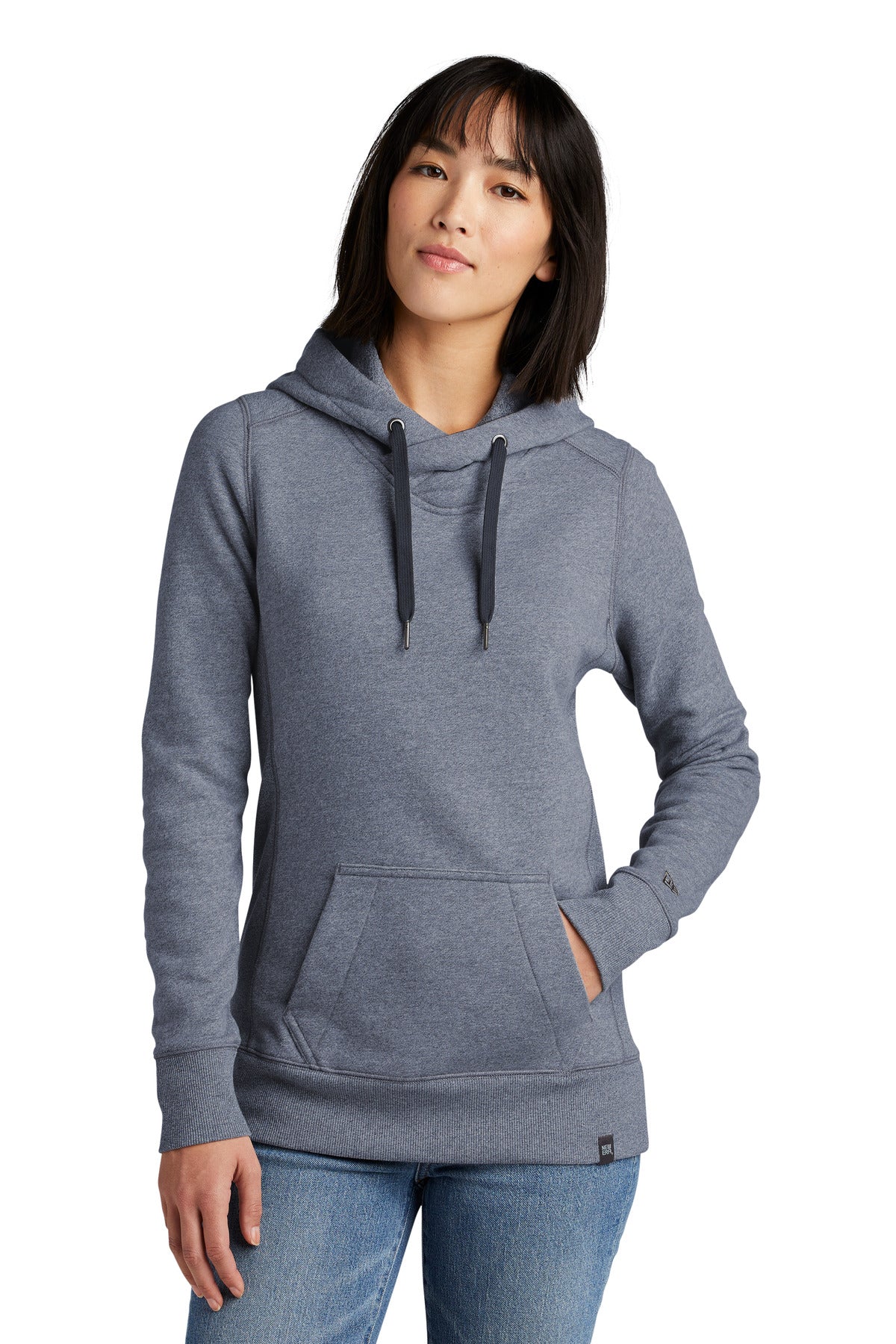 Front View of True Navy Twst New Era Women's French Terry Pullover Hoodie. LNEA500
