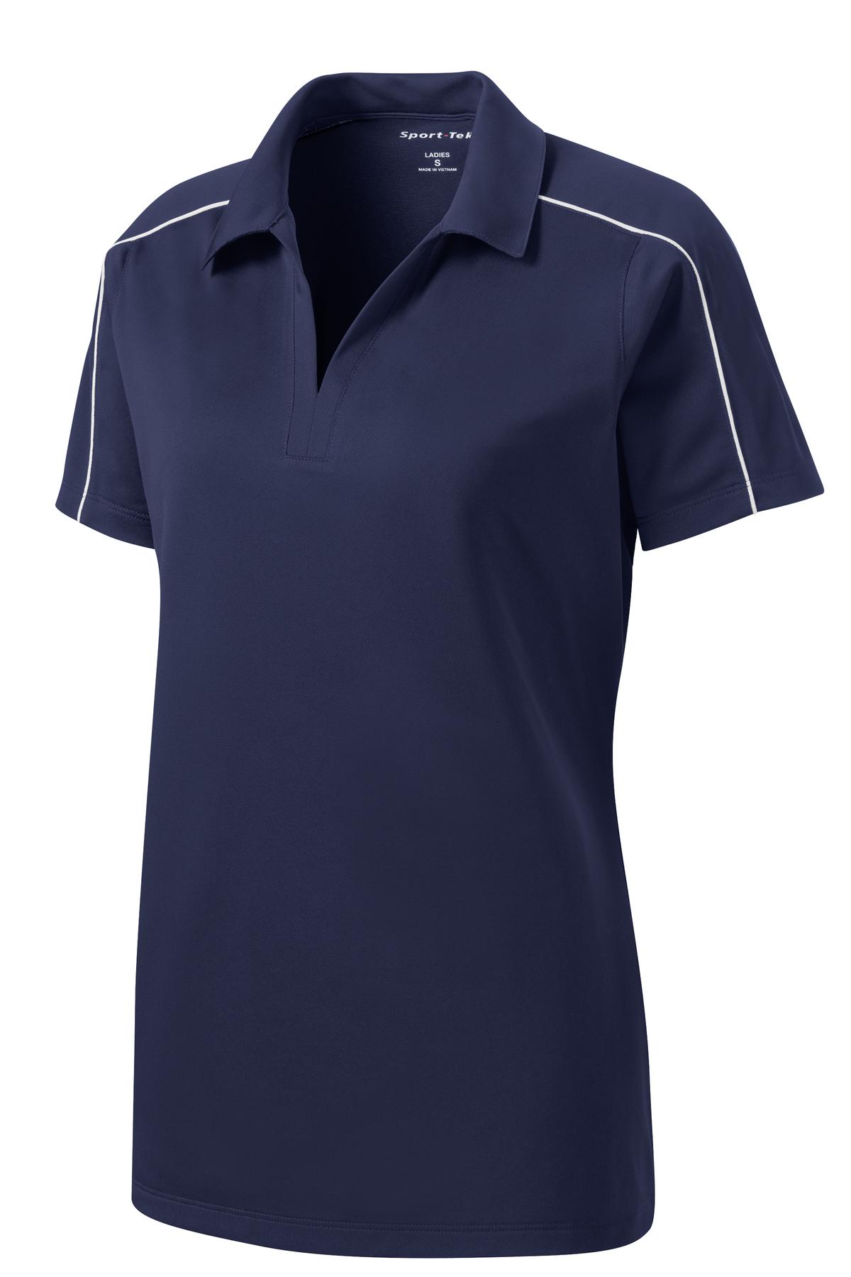 Front View of True Navy/Wht Sport-Tek Women's Micropique Sport-Wick Piped Polo. LST653