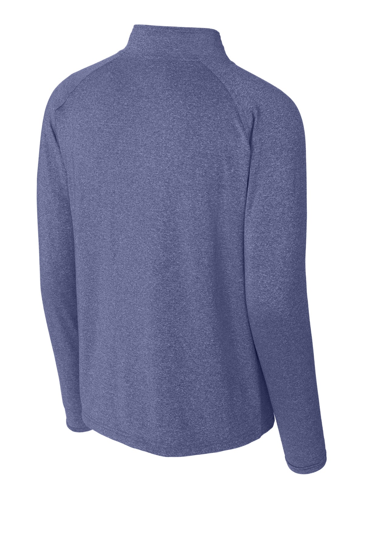 Front View of True Nvy Hthr Sport-Tek Sport-Wick Stretch 1/4-Zip Pullover. ST850